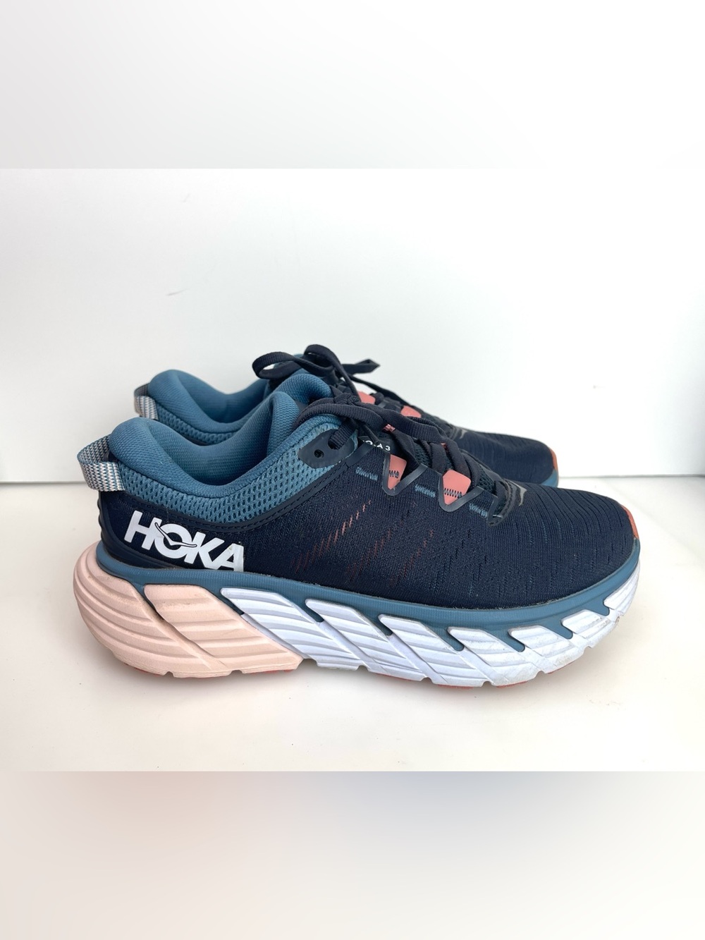 Hoka One One Gaviota 3 Shoes Womens Blue Running Sneakers 1113523 OBRS 6.5D Wide